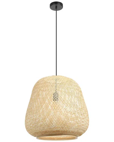 EGLO EGLO DEMBLEBY 1 LIGHT PENDANT WITH BLACK FINISH & NATURAL BAMBOO SHADE
