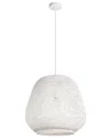 Eglo Dembleby 1 Light Pendant With White Finish & White Bamboo Shade