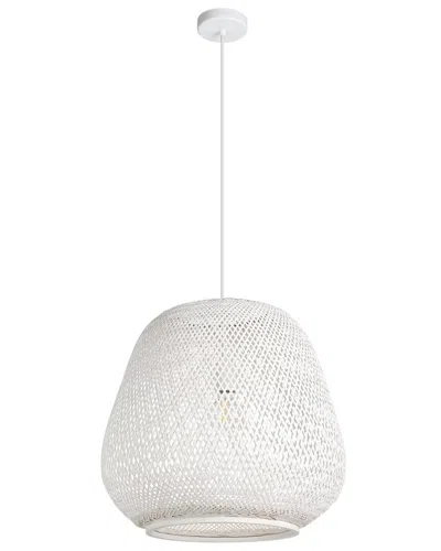 Eglo Dembleby 1 Light Pendant With White Finish & White Bamboo Shade