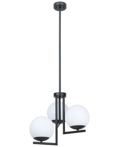 Eglo Denver 3 Light Pendant With Black Finish & Opal Sphere Glass Shades