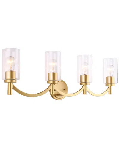 Eglo Devora 4 Light Bath/vanity Light With Antique Gold Finish & Clear Glass Shades