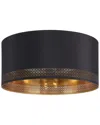 Eglo Esteperra 1 Light Drum Ceiling Light With Black & Gold Interior Fabric Shade