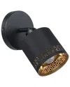 Eglo Esteperra 1 Light Spot Wall Light With Black Finish & Black With Gold Interior Fabric Shade