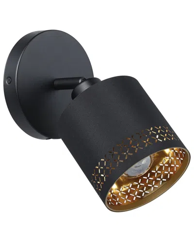Eglo Esteperra 1 Light Spot Wall Light With Black Finish & Black With Gold Interior Fabric Shade