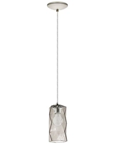 Eglo Estevau 1 Light Mini Pendant With Satin Nickel Finish & Smoked Glass Cylinder Shade