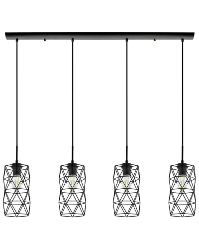 Eglo Estevau 4 Light Linear Pendant With Matte Black Finish & Metal Wire Cage Shades