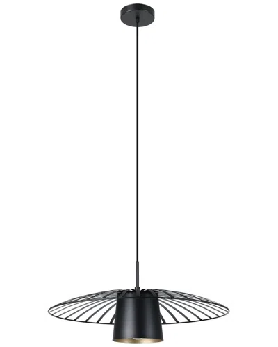 Eglo Felixkirk 1 Light Pendant With Black Finish & Black With Gold Interior Metal Shade
