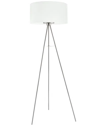 Eglo Fondachelli 1 Light Floor Lamp With Matte Nickle Finish & White Fabric Shade