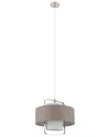 Eglo Fontao 1 Light Pendant With Matte Nickel Finish & Taupe With White Interior Shade Surrounding A