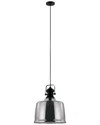 Eglo Gilwell 1 Light Pendant With Matte Black & Chrome Finish & Smoked Glass Shade, 1-60w E26 Bulb