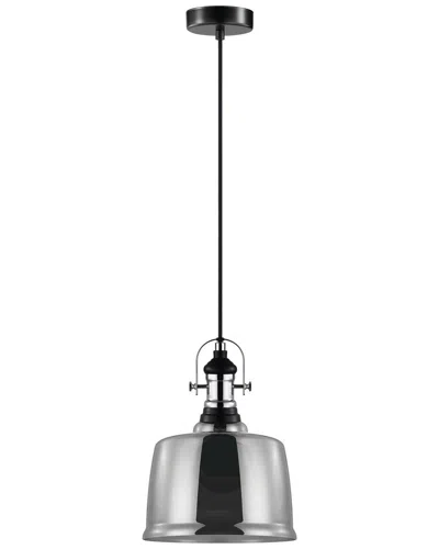 EGLO EGLO GILWELL 1 LIGHT PENDANT WITH MATTE BLACK & CHROME FINISH & SMOKED GLASS SHADE