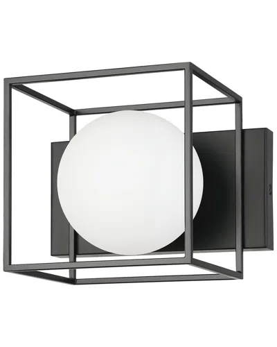 Eglo Grayson 1 Light Ceiling Or Wall Light With Matte Black Finish & White Sphere Glass