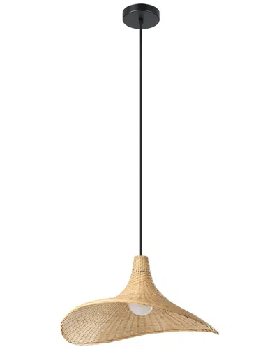 Eglo Haxey 1 Light Pendant With Black Finish & Natural Bamboo Shade