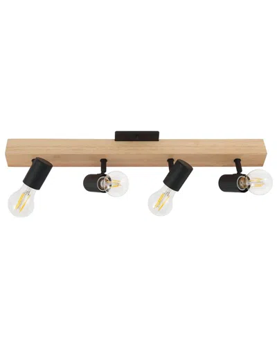 Eglo Kingswood 4 Light Open Bulb Track Light With Natural Wood & Black Finish