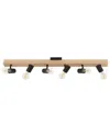 Eglo Kingswood 6 Light Open Bulb Track Light With Natural Wood & Black Finish