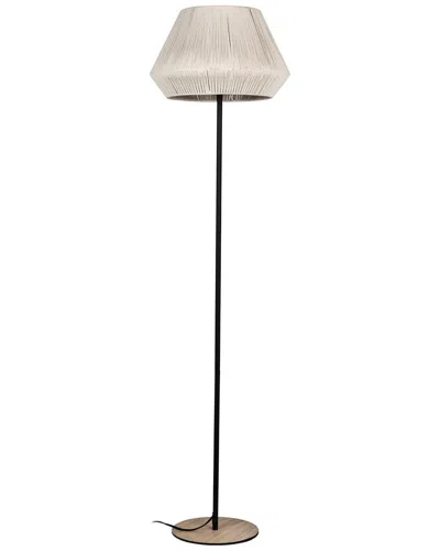 Eglo Lanier 1 Light Floor Lamp With Black Finish & Cream Textile Thread Shade