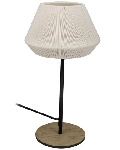 Eglo Lanier 1 Light Table Lamp With Black Finish & Cream Textile Thread Shade