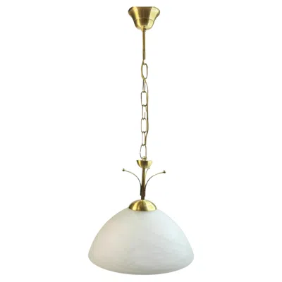 Pre-owned Eglo Leuchten Pendant Light Brass Metal With Glass In Alabaster Color,  Austria In Sand
