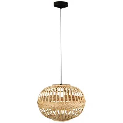 Eglo Lighting Armsfield - 1-light Oval Pendant - Brown Finish - Brown Wood Shade