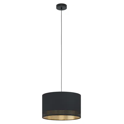 Eglo Lighting Esteperra - 1-light Pendant - Black Finish - Gold Interior Shade