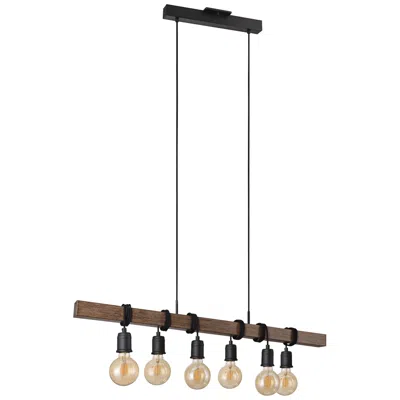 Eglo Lighting Violon 39 1/4"w Black And Brown 6-light Island Pendant Light