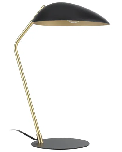 Eglo Lindmoor 1 Light Table Lamp Black Finish With Brushed Brass Accents & Black Metal Shade