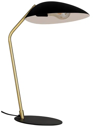 Eglo Lindmoor 1 Light Table Lamp Black Finish With Brushed Brass Accents And Black With White Interi