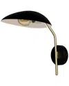 Eglo Lindmoor 1 Light Wall Light Black Finish With Brushed Brass Accents And Black With White Interi