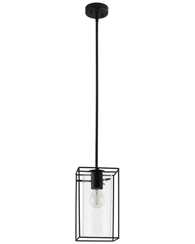 Eglo Loncino 1 1 Light Mini Pendant With Black Metal Open Frame Surrounding A Clear Glass Shade
