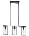 Eglo Loncino 1 3 Light Linear Pendant With Black Metal Open Frame Surrounding Clear Glass Shades