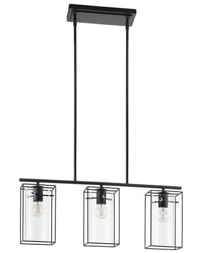 Eglo Loncino 1 3 Light Linear Pendant With Black Metal Open Frame Surrounding Clear Glass Shades
