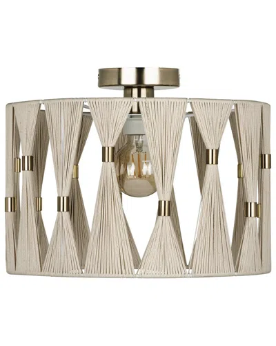 Eglo Macclenny 1 Light Ceiling Light Brushed Brass Finish, Beige Shade With Brushed Brass Accents