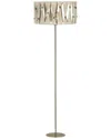 Eglo Macclenny 1 Light Floor Lamp Brushed Brass Finish, Beige Shade With Brushed Brass Accents