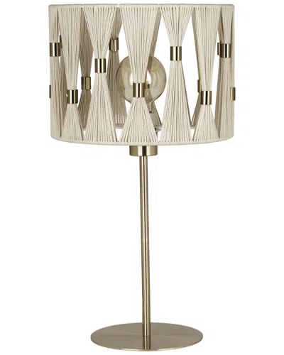 Eglo Macclenny 1 Light Table Lamp Brushed Brass Finish, Beige Shade With Brushed Brass Accents