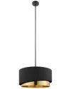 Eglo Manderline 1 Light Pendant With Black Finish & Black & Gold Drum Shaped Shade
