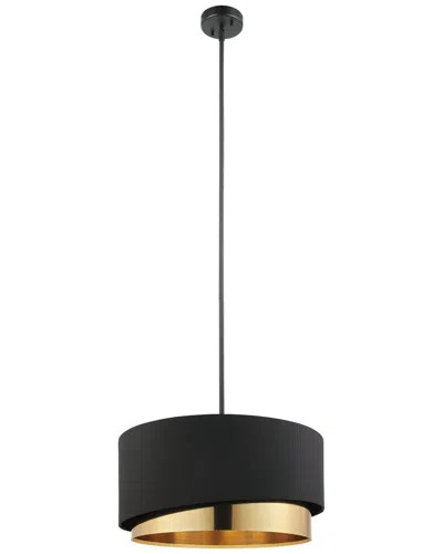 Eglo Manderline 1 Light Pendant With Black Finish & Black & Gold Drum Shaped Shade