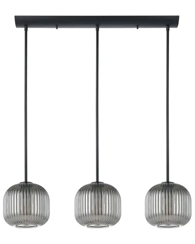 Eglo Mantunalle 1 3 Light Linear Pendant With Black Finish & Chrome Smoked Glass Shades