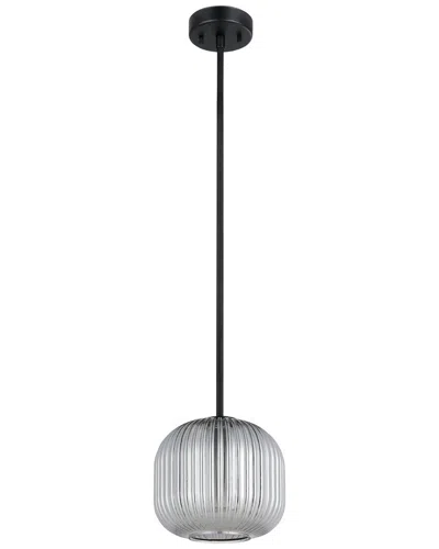 Eglo Mantunalle 1 Light Pendant With Black Finish & Black Vaporized Transparent Glass Shade