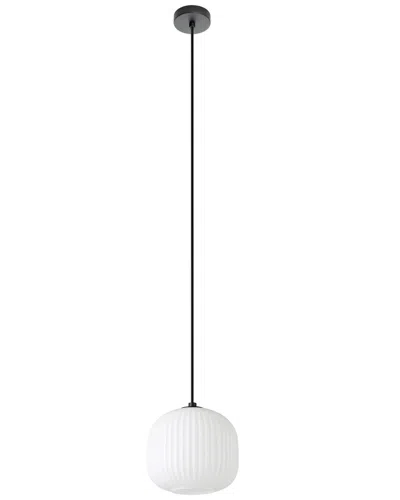 Eglo Mantunalle 1 Light Pendant With Black Finish & White Glass Shade