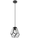 Eglo Mardyke 1 Light Pendant With Black Finish & Clear Geometric Glass Shade With Black Accents