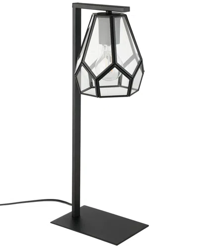 Eglo Mardyke 1 Light Table Lamp With Black Finish & Clear Geomtric Glass Shade With Black Accents