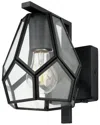 Eglo Mardyke 1 Light Wall Sconce With Black Finish & Clear Geometric Glass Shade With Black Accents