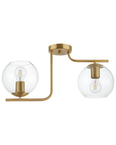 Eglo Marojales 2 Light Ceiling Light With Brushed Gold Finish & Clear Glass Shades