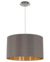 Eglo Maserlo 1 Light Pendant With Satin Nickel Finish & Cappucino With Gold Interior Shade
