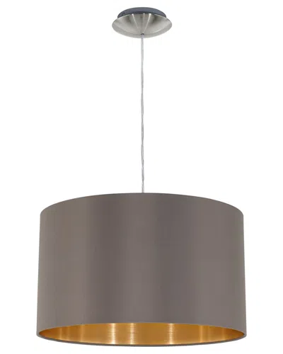 Eglo Maserlo 1 Light Pendant With Satin Nickel Finish & Cappucino With Gold Interior Shade