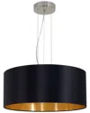 Eglo Maserlo 3 Light Pendant With Satin Nickel Finish & Black & Gold Shade