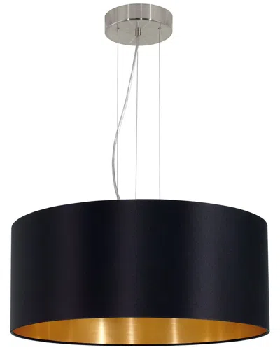 EGLO EGLO MASERLO 3 LIGHT PENDANT WITH SATIN NICKEL FINISH & BLACK & GOLD SHADE