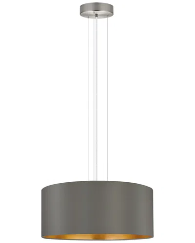 Eglo Maserlo 3 Light Pendant With Satin Nickel Finish & Cappucino With Gold Interior Shade
