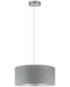 Eglo Maserlo 3 Light Pendant With Satin Nickel Finish & Grey With Silver Interior Shade