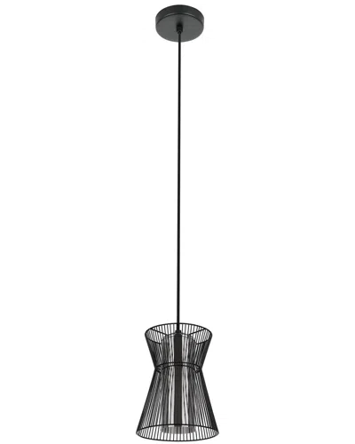 Eglo Maseta 1 Light Pendant With Black Metal Frame & Transparent Smoked Glass Shade
